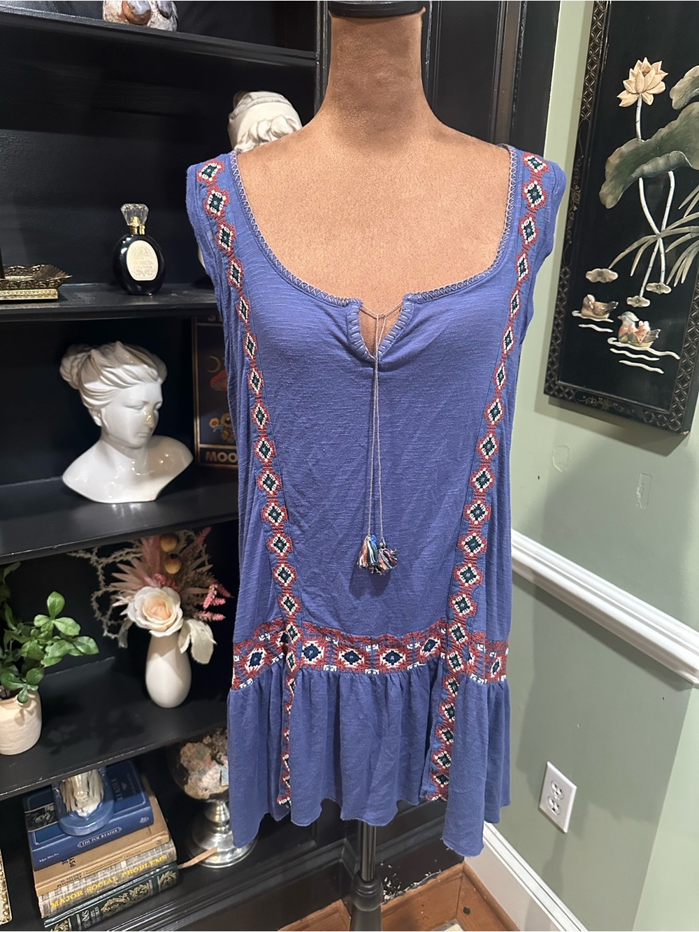 Free People Embroidered DropโWaist Dress โ Size Small (Oversized Fit)